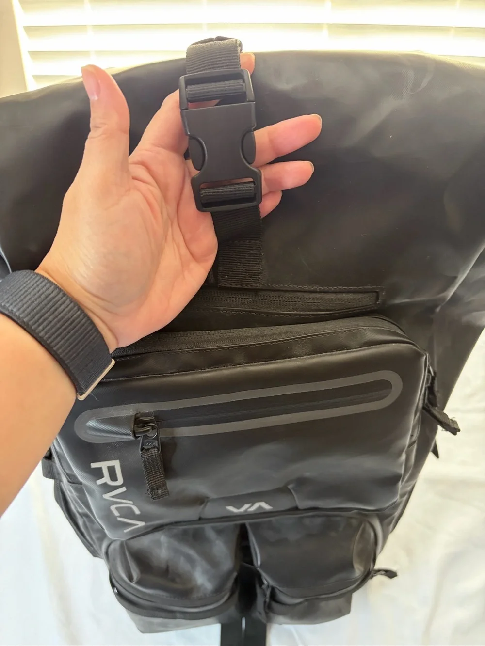 RVCA Zak Noyle Black Backpack III with Front Pockets NWT Bag Travel Camera